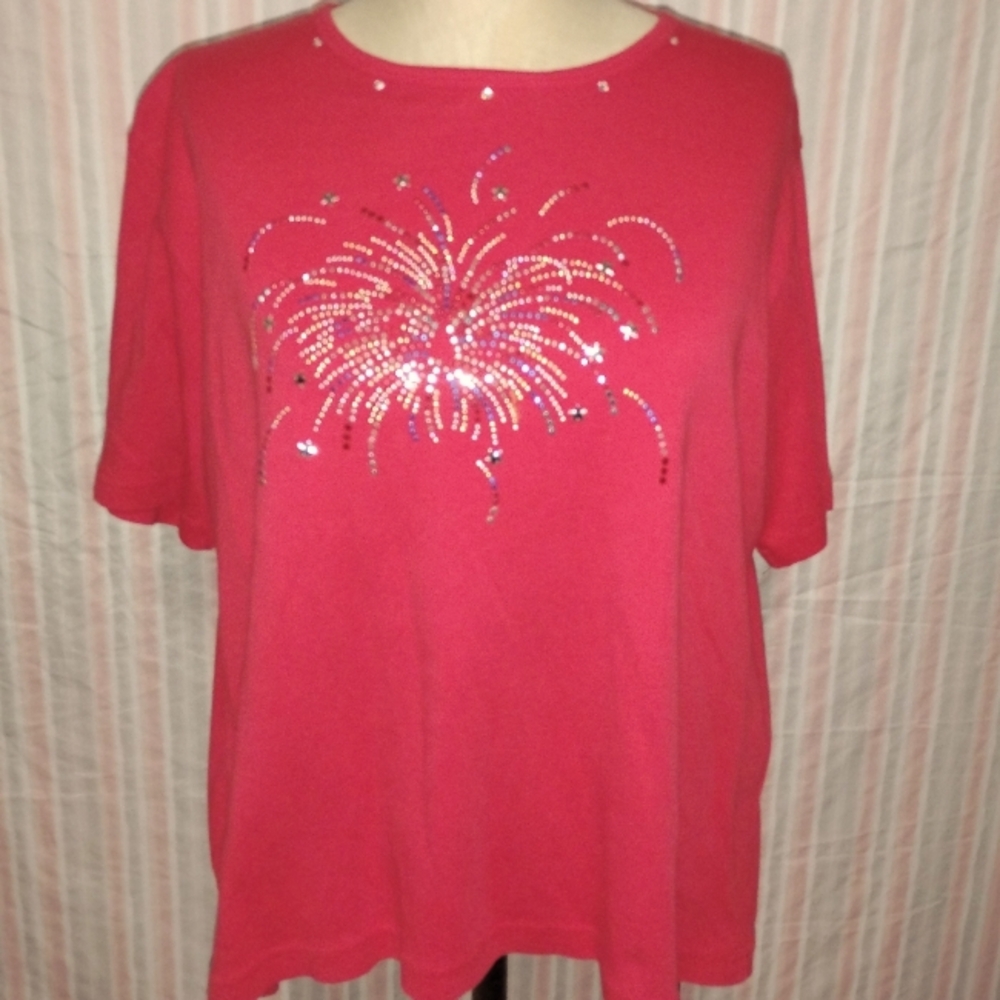 5For$12 Red Sequin Embellished Top